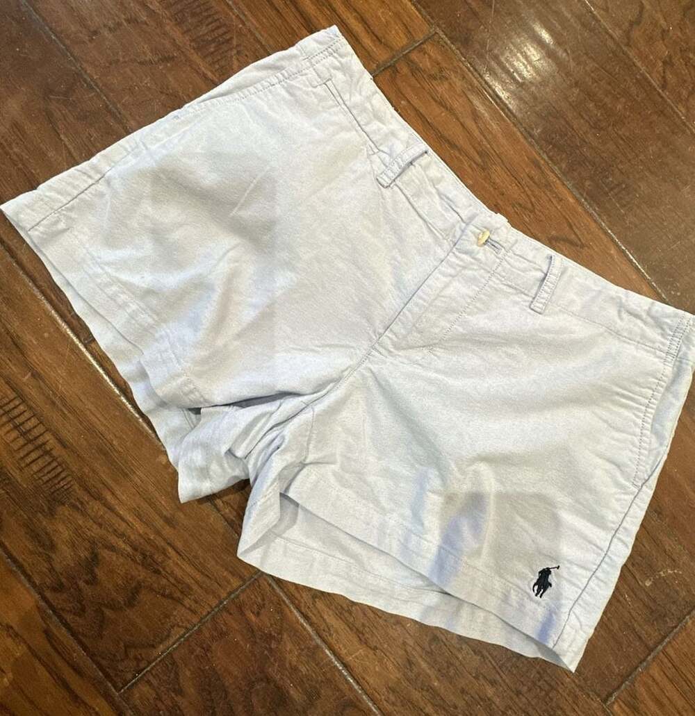Ralph Lauren Women Light Blue Oxford Chino Cotton Shorts Size 4